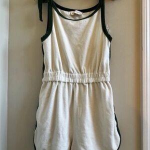 Loeffler Randall Cream and Green terry Sleeveless Romper size small